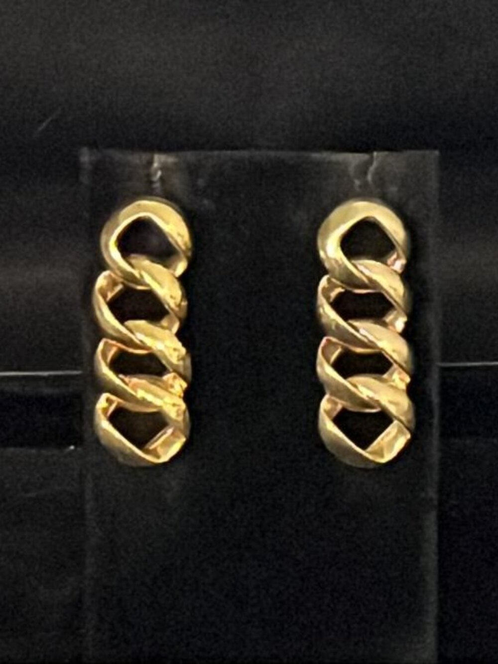 4 Link Gold Tone Chain Earrings